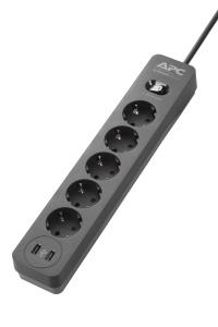 Essential SurgeArrest 5 Outlet 2 USB Ports 230V Black Germany