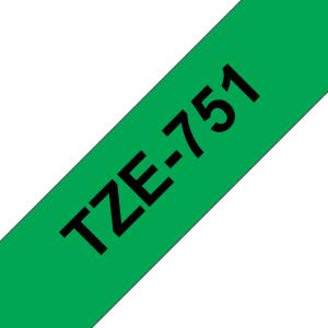 Tape 24mm Lami Black On Green (tze-751)