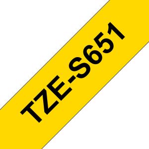 Tape 24mm Black On Yellow Strong Adhesive (tze-s651)