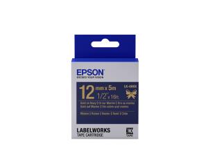 Labelworks Lk-4hkk Satin Ribbon Tape Gold On Navy Roll (1.2 Cm X 5 M) 1 Roll(s)